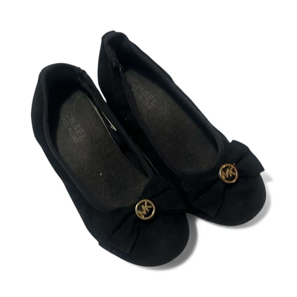 Michael Kors Ellen Mae Black Flats Sz 13 with Gold Logo Accent
